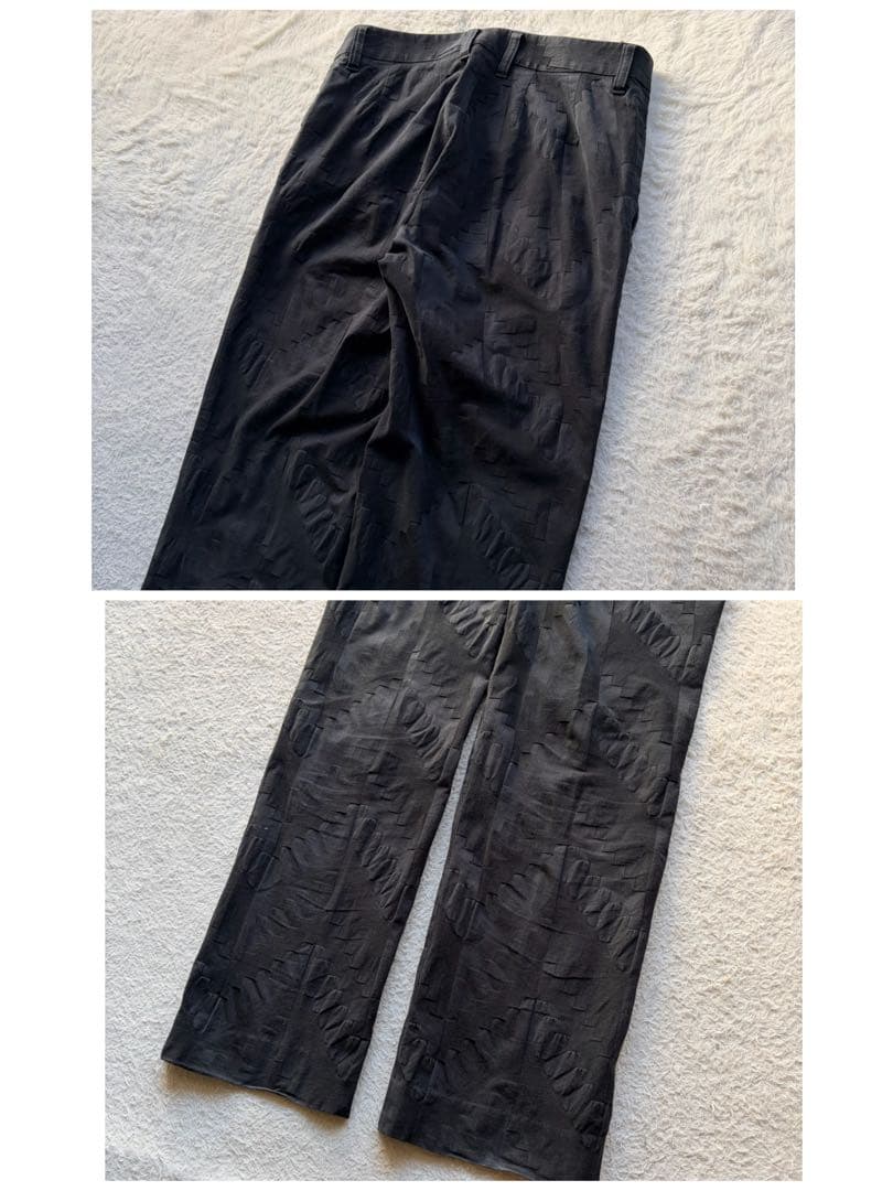 【90s】イッセイミヤケ スラックス パンツ 3Dパターン 総柄 立体 ブラック