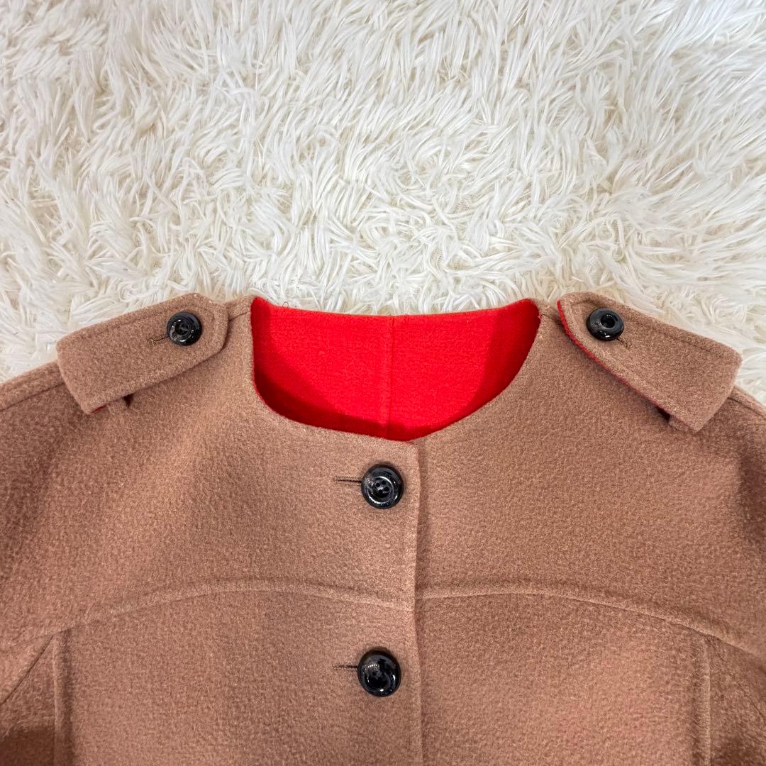 BURBERRY BLUE LABEL ウールコート 38 バイカラー 赤裏地