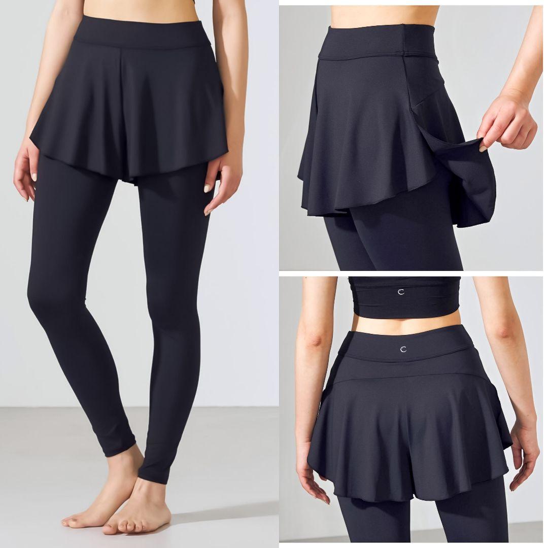 【未使用】チャコット ショートパンツ付きレギンス　黒＊ヨガウェア　バレエ　ダンス