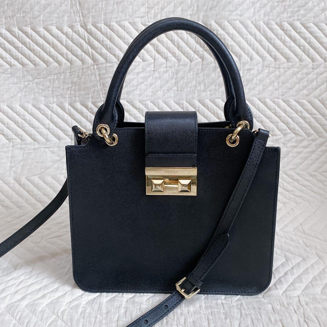 【美品】FURLA ベラ サッチェル 2WAY ショルダー ハンドバッグ