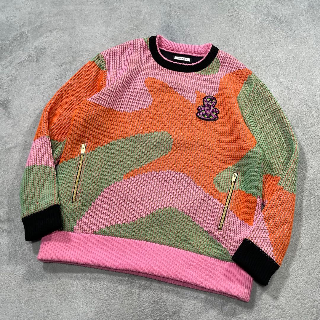 マークアンドロナ セーター ニット　ゴルフウェア　マルチカラー　カモフラ 50