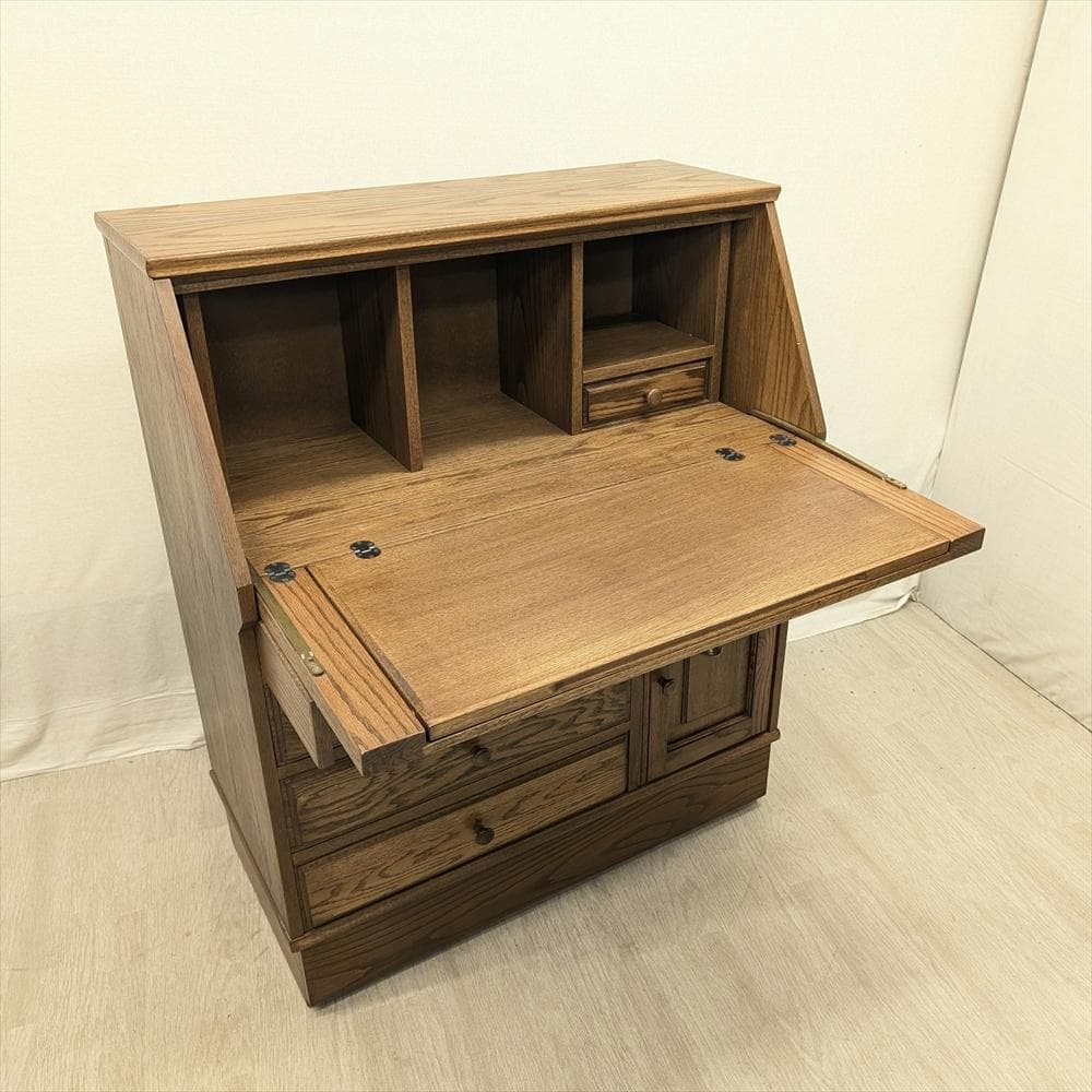 キャピック　ナラ　ライティングデスク　ライティングビューロー　鏡台　机　デスク