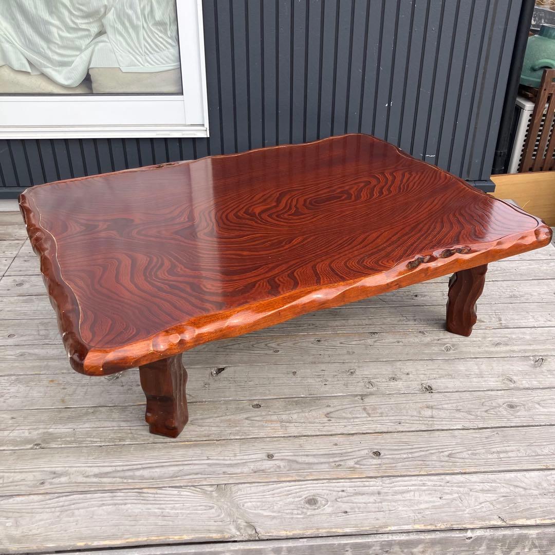 昭和レトロ 一枚板風 木製座卓 脚付き センターテーブル ローテーブル ちゃぶ台