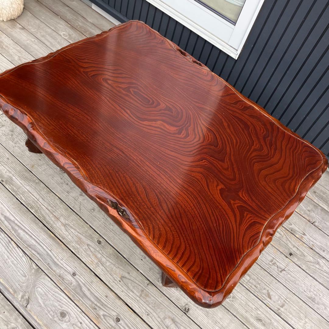 昭和レトロ 一枚板風 木製座卓 脚付き センターテーブル ローテーブル ちゃぶ台