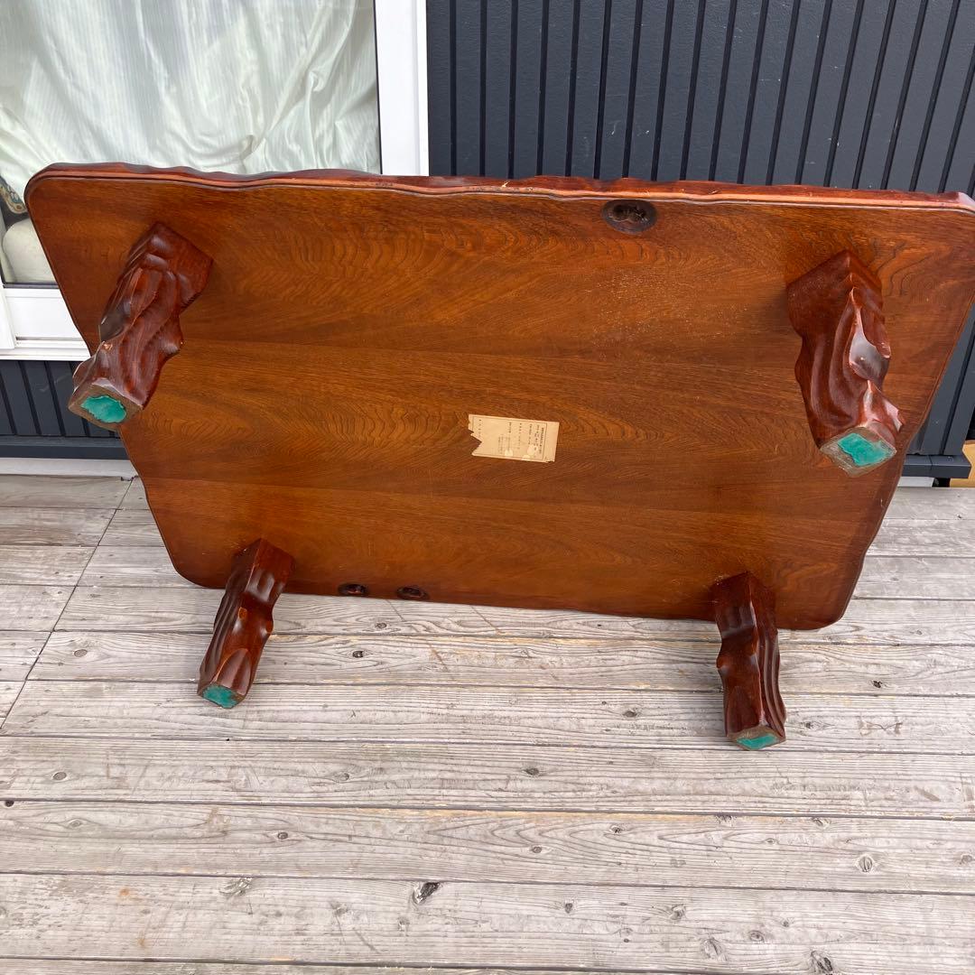 昭和レトロ 一枚板風 木製座卓 脚付き センターテーブル ローテーブル ちゃぶ台