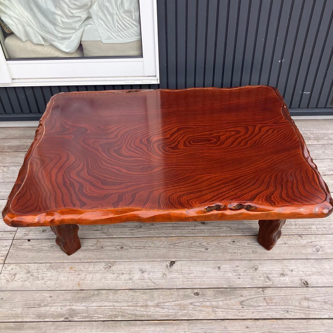 昭和レトロ 一枚板風 木製座卓 脚付き センターテーブル ローテーブル ちゃぶ台