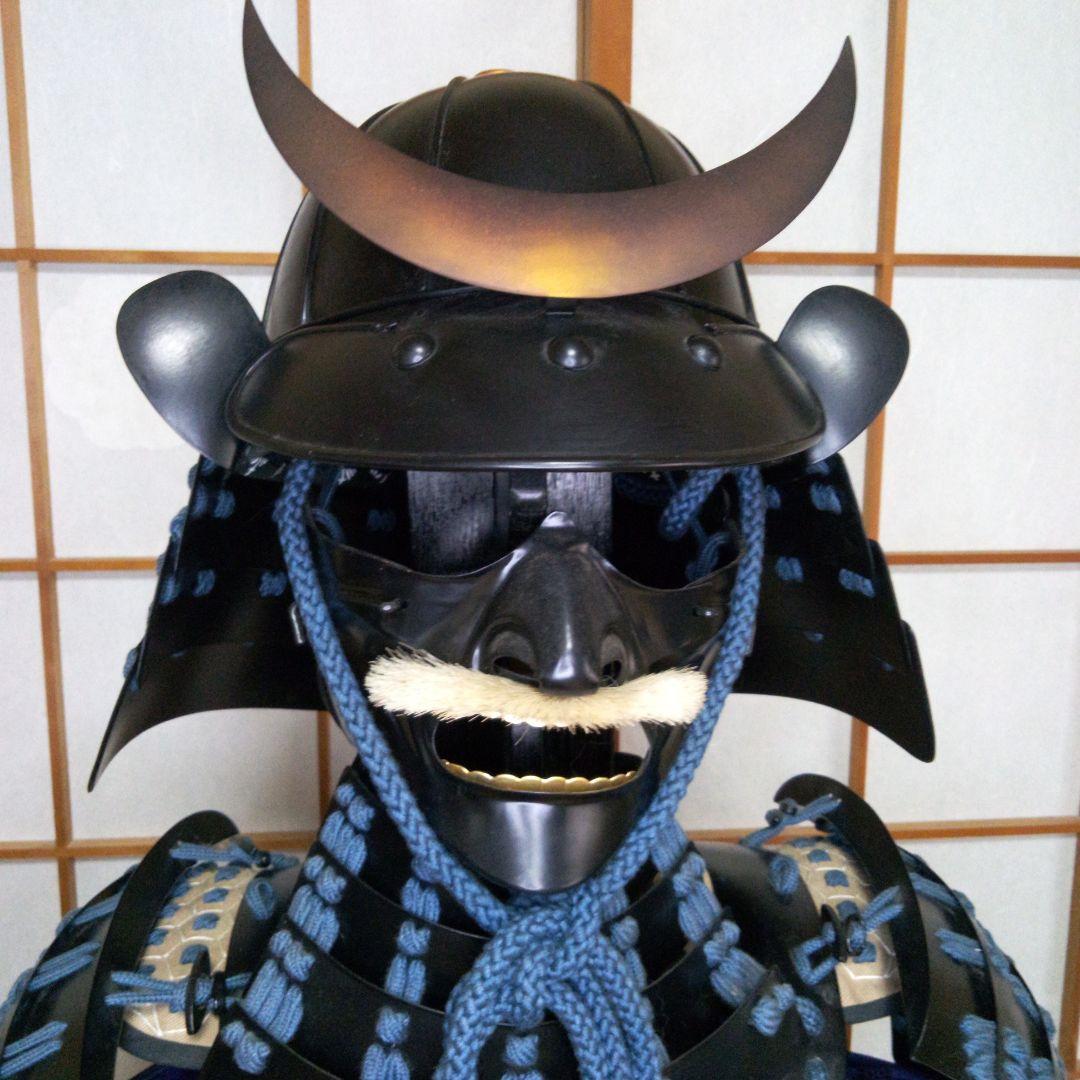 美品・未使用　「鎧の光山堂」製 「青紺糸威黒板札　桶川胴具足」