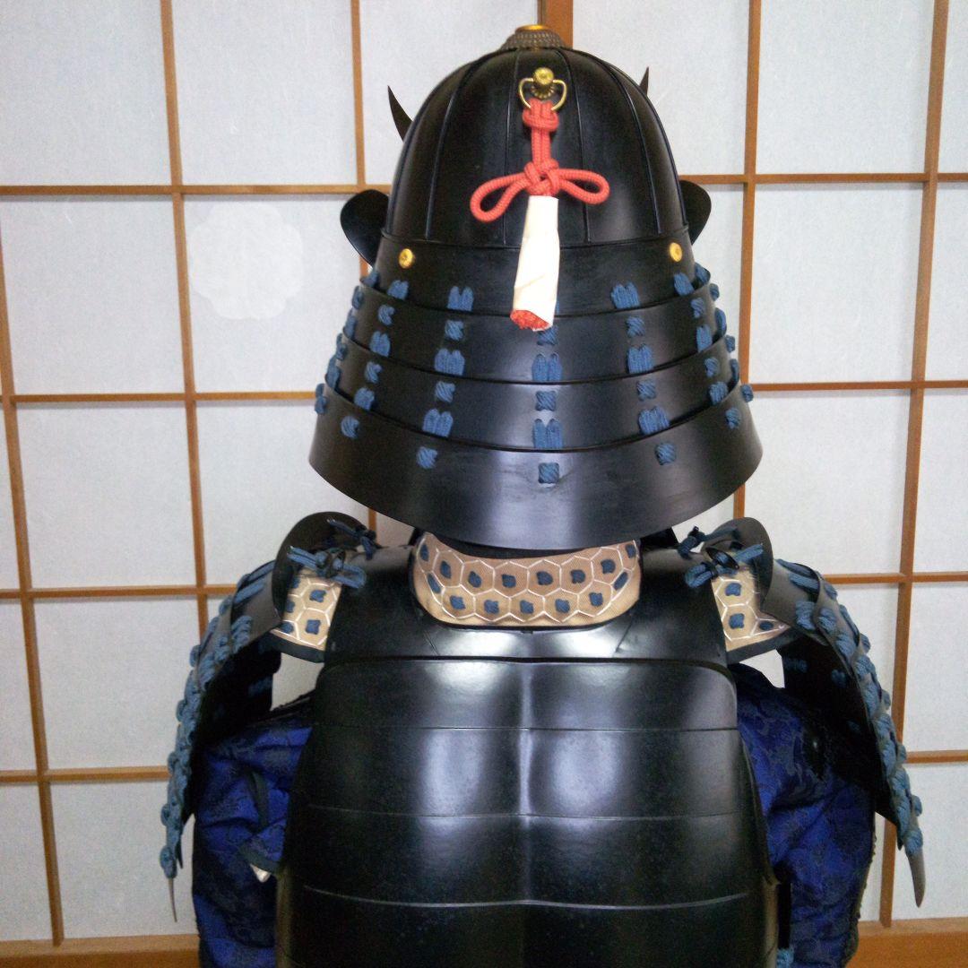 美品・未使用　「鎧の光山堂」製 「青紺糸威黒板札　桶川胴具足」
