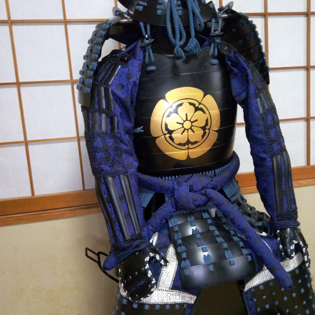 美品・未使用　「鎧の光山堂」製 「青紺糸威黒板札　桶川胴具足」