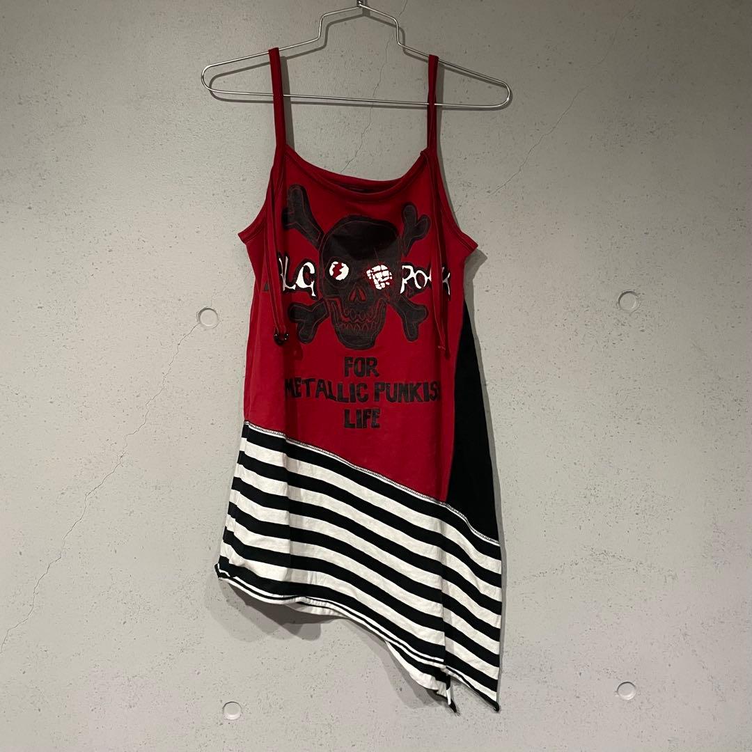 ALGONQUINS アルゴンキン　パンク　punk スカル　タンクトップ 赤黒
