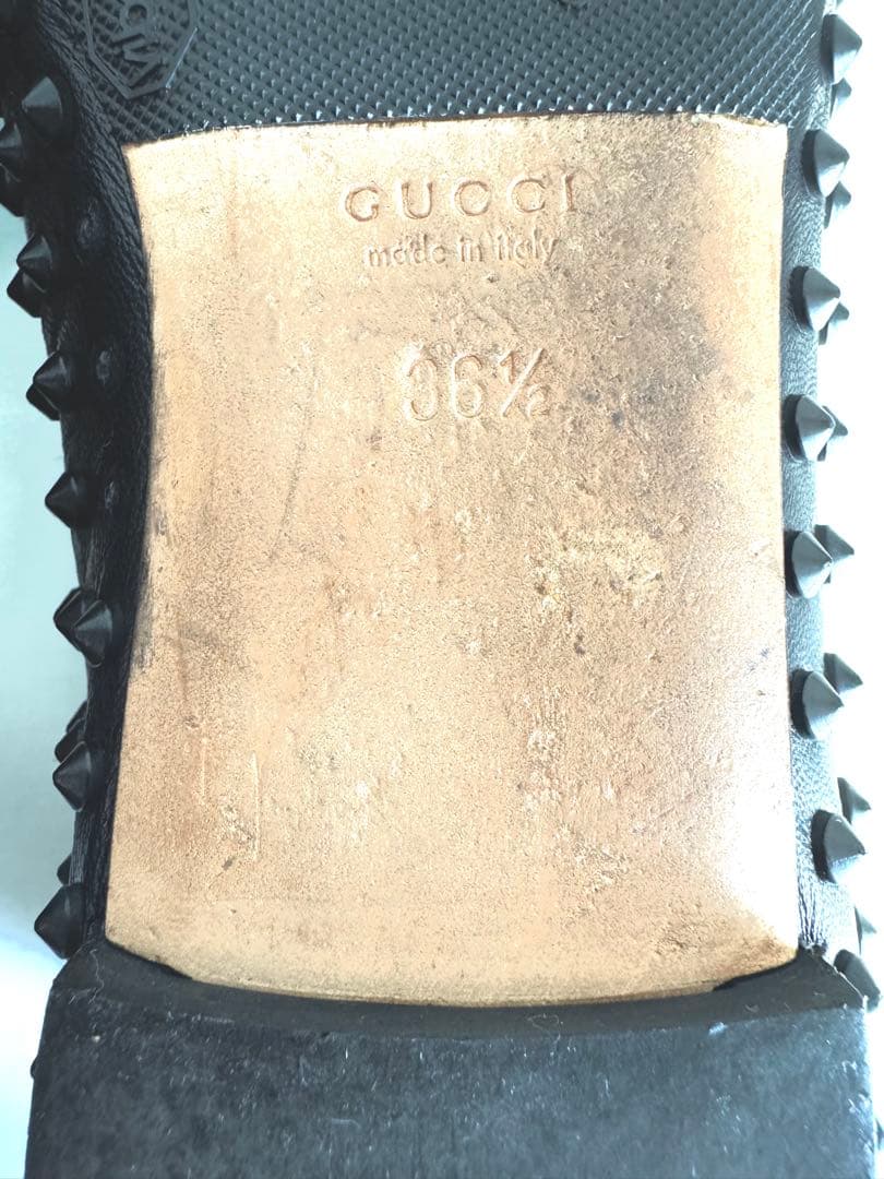 GUCCI ゴムスタッズ付きフラットシューズ ブラック美品