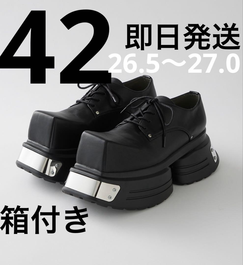 GRANCY メタルプレートレザーシューズ 42 箱付き 即日発送 ブラック