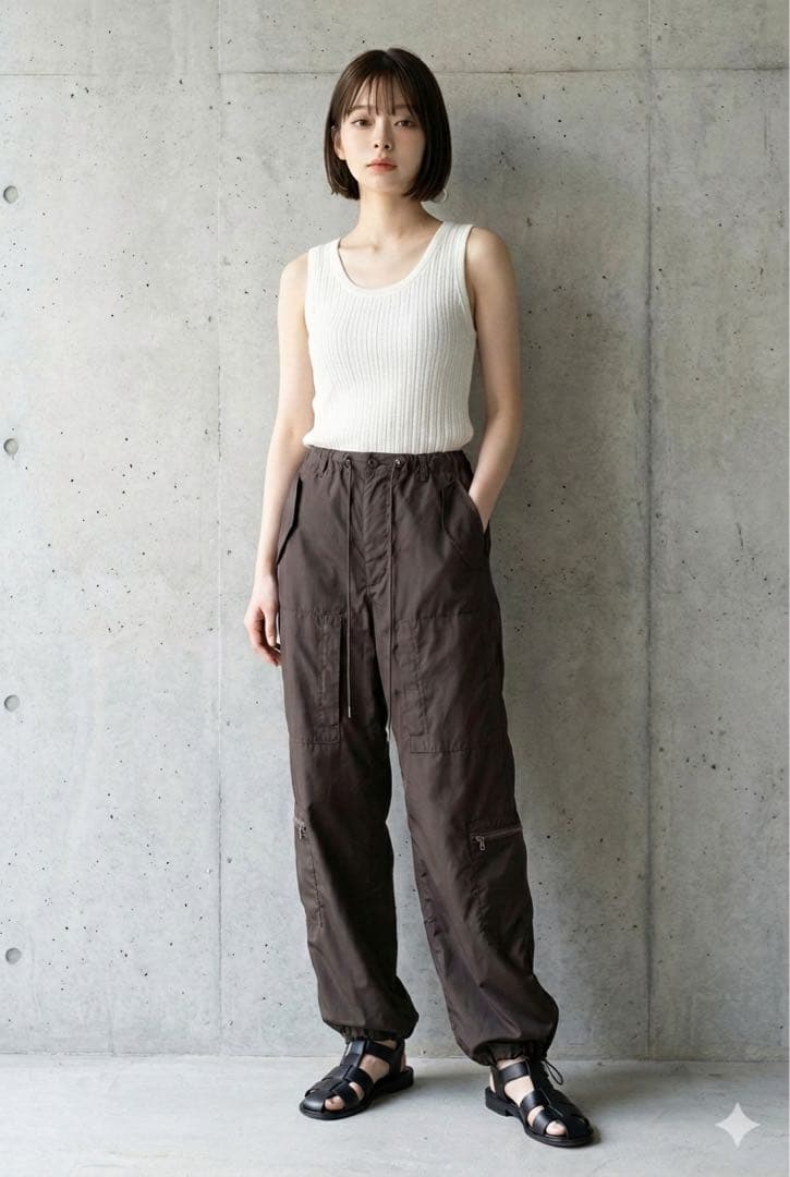 AURALEE LIGHT NYLON FATIGUE PANTS ブラウン 1
