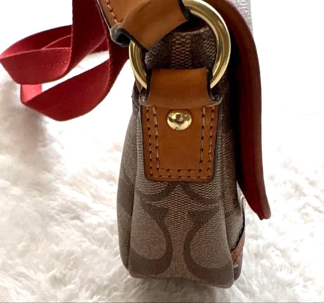 【美品】コーチ COACH 花柄ショルダーバッグ 2WAY 赤　シグネチャー