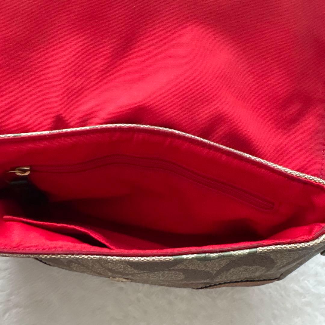 【美品】コーチ COACH 花柄ショルダーバッグ 2WAY 赤　シグネチャー