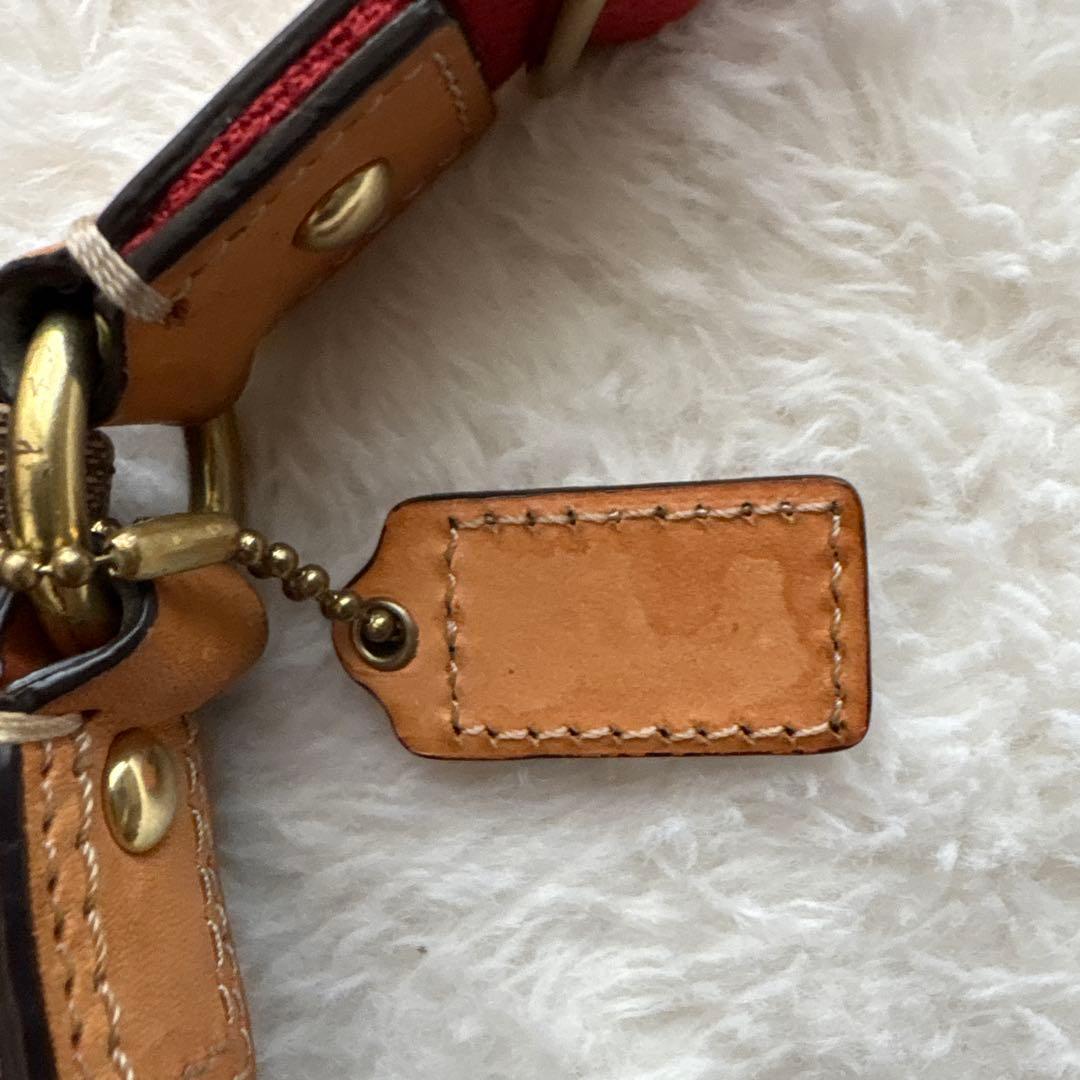 【美品】コーチ COACH 花柄ショルダーバッグ 2WAY 赤　シグネチャー