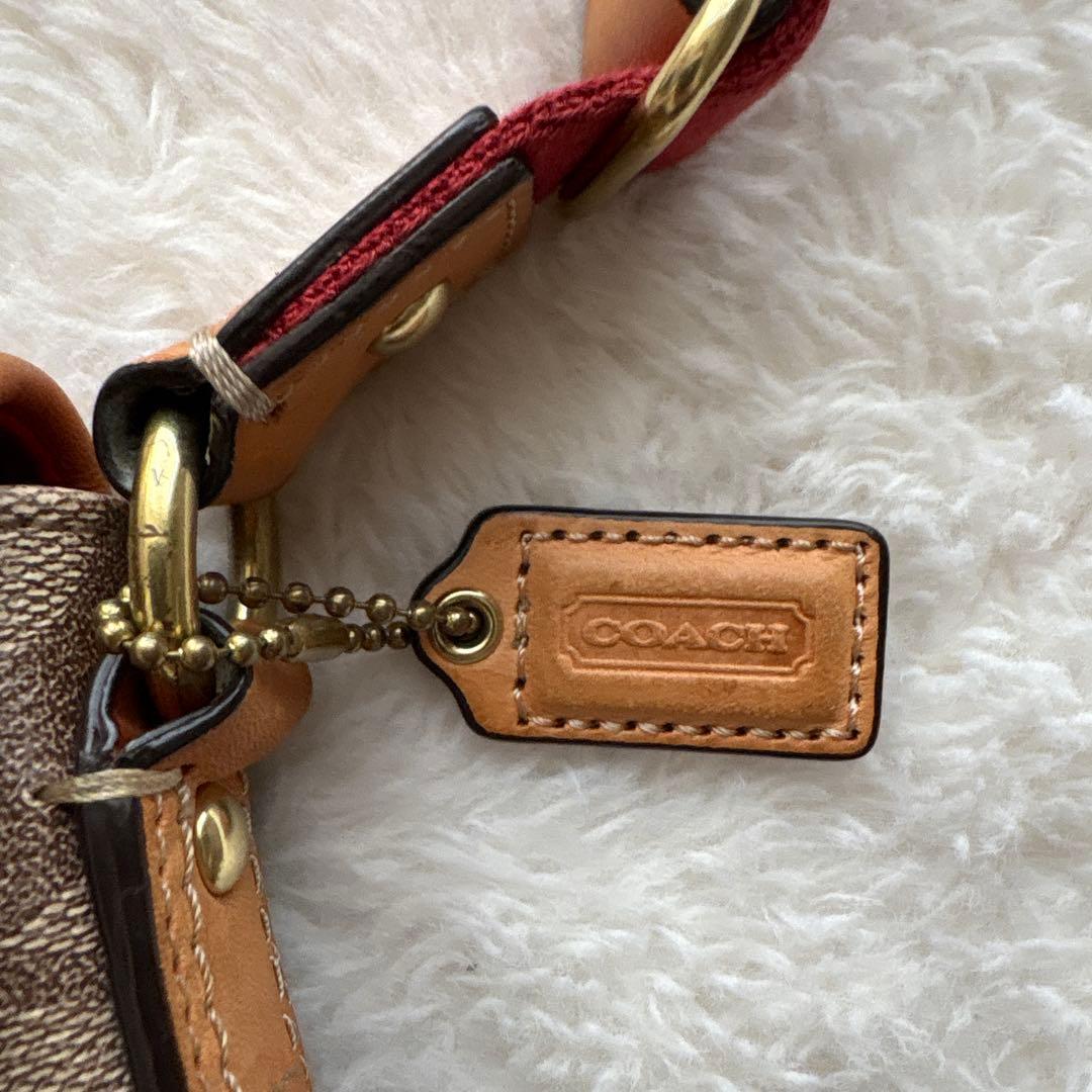 【美品】コーチ COACH 花柄ショルダーバッグ 2WAY 赤　シグネチャー