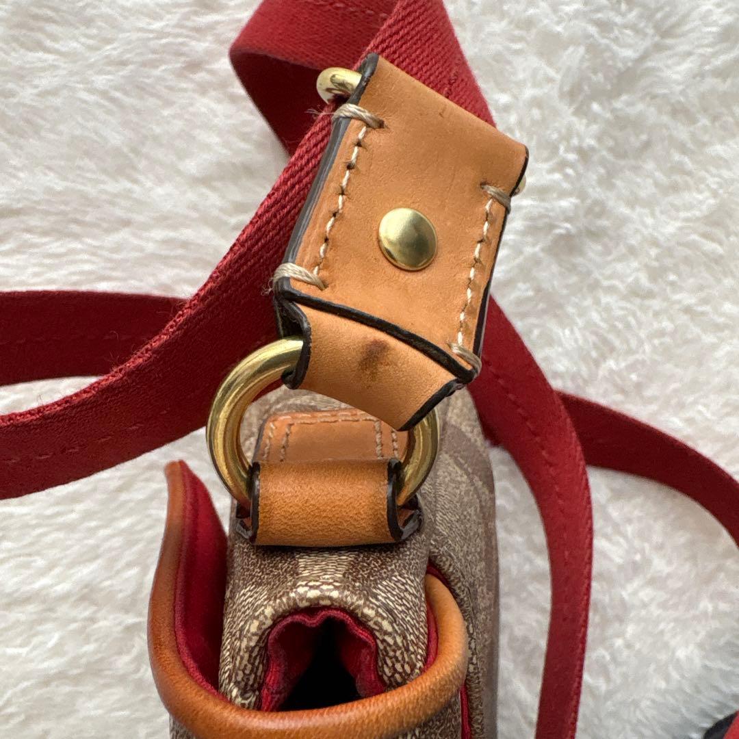 【美品】コーチ COACH 花柄ショルダーバッグ 2WAY 赤　シグネチャー