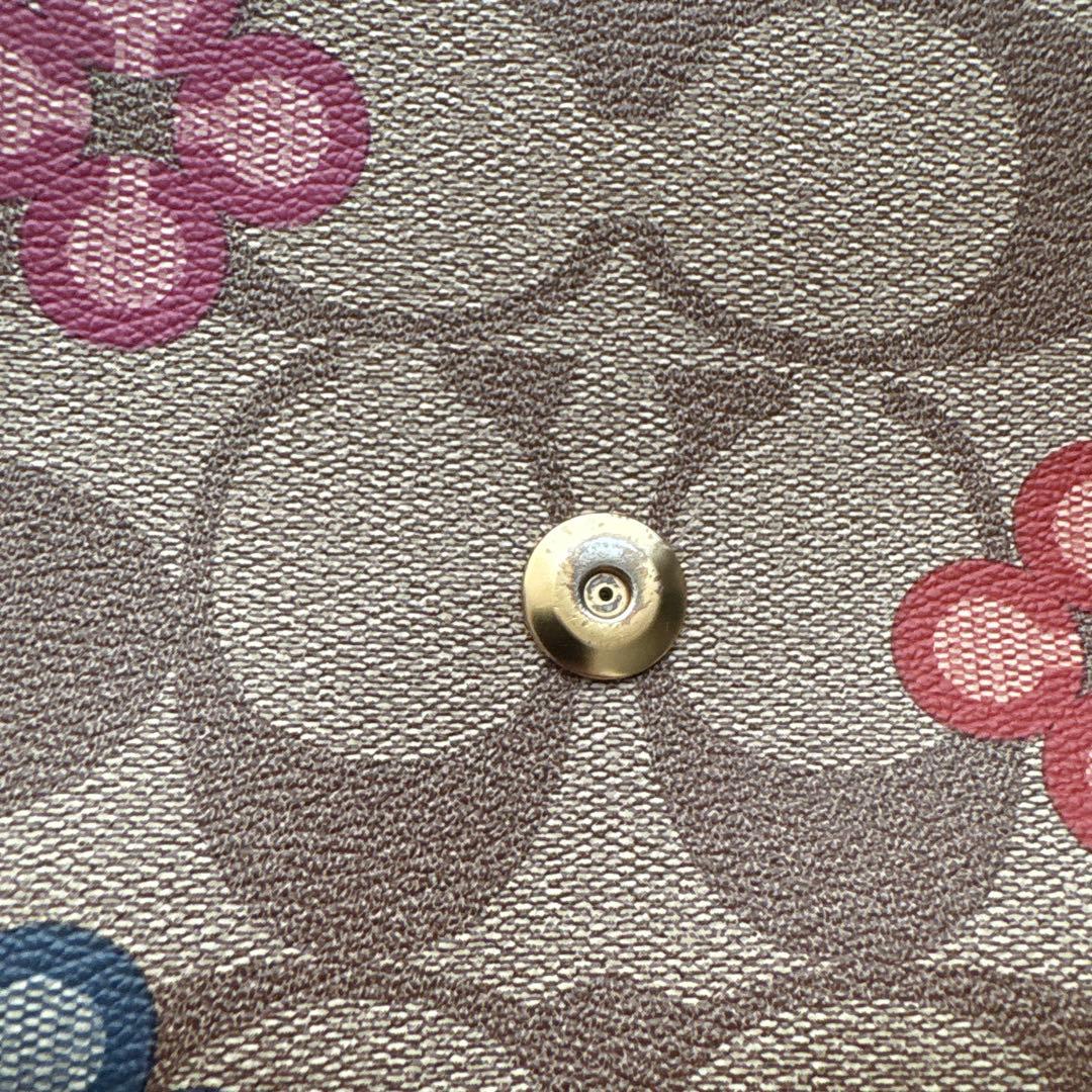 【美品】コーチ COACH 花柄ショルダーバッグ 2WAY 赤　シグネチャー