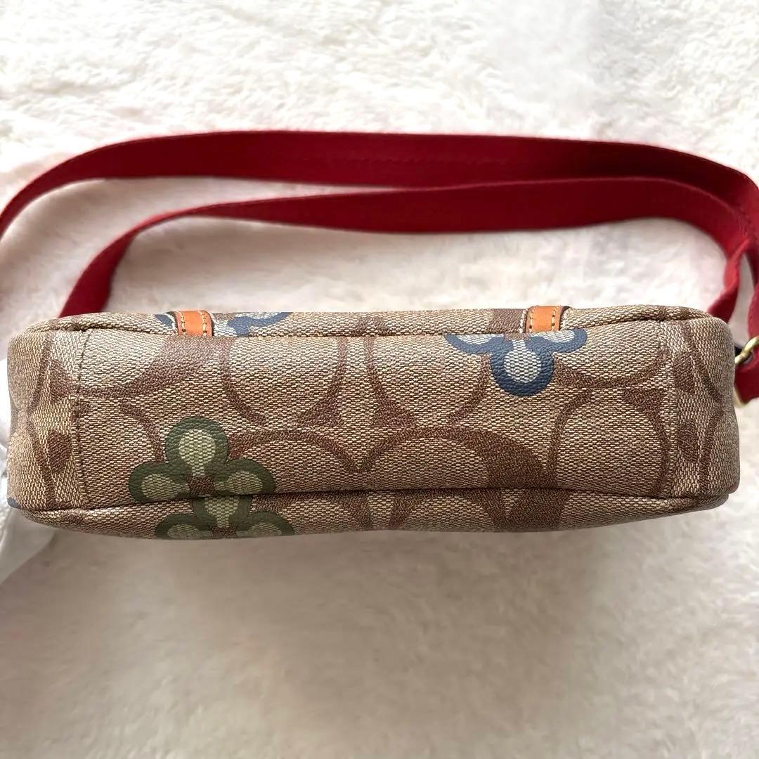 【美品】コーチ COACH 花柄ショルダーバッグ 2WAY 赤　シグネチャー