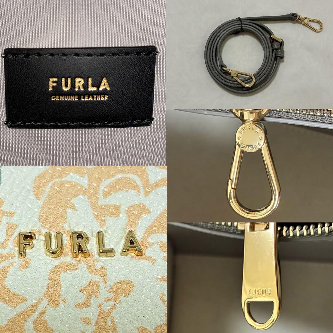 【未使用級】フルラ 2way エラ ハンドバッグ レザー 手提げ 斜め掛け 花柄