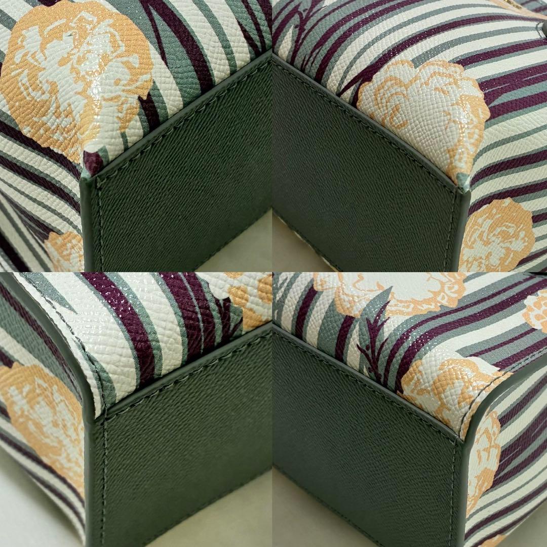 【未使用級】フルラ 2way エラ ハンドバッグ レザー 手提げ 斜め掛け 花柄