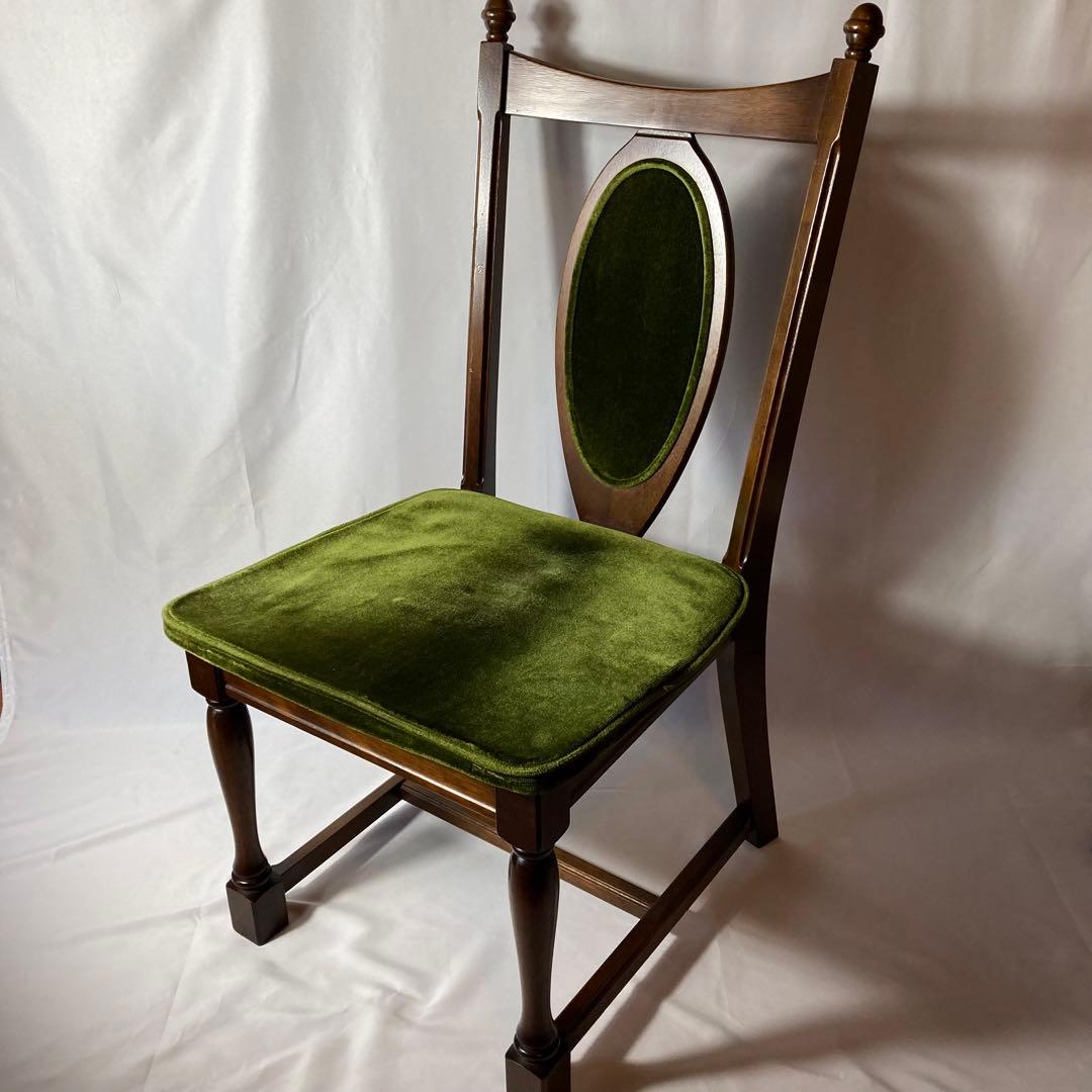 NAGANOINTERIOR 椅子 チェア vintage ベロア緑　2個セット