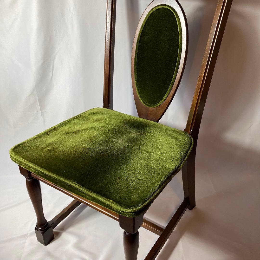 NAGANOINTERIOR 椅子 チェア vintage ベロア緑　2個セット