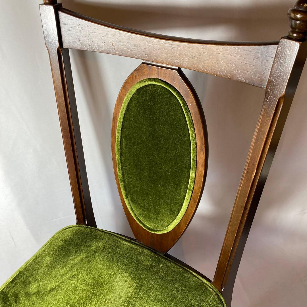 NAGANOINTERIOR 椅子 チェア vintage ベロア緑　2個セット