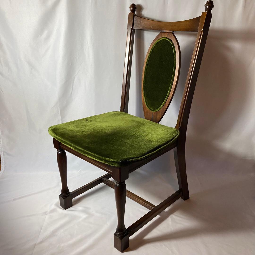 NAGANOINTERIOR 椅子 チェア vintage ベロア緑　2個セット