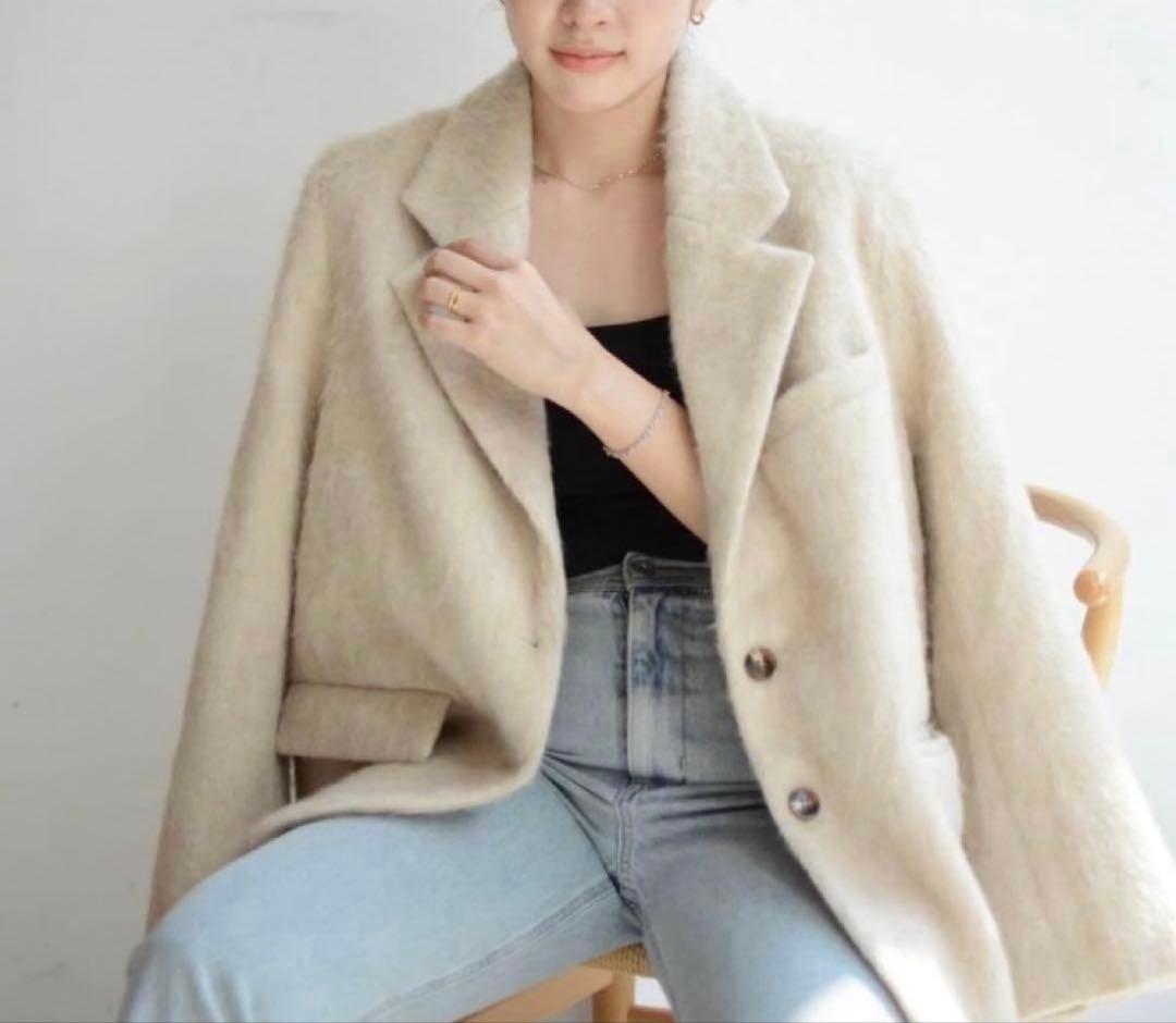 basement onlineモヘアシャギージャケットコート