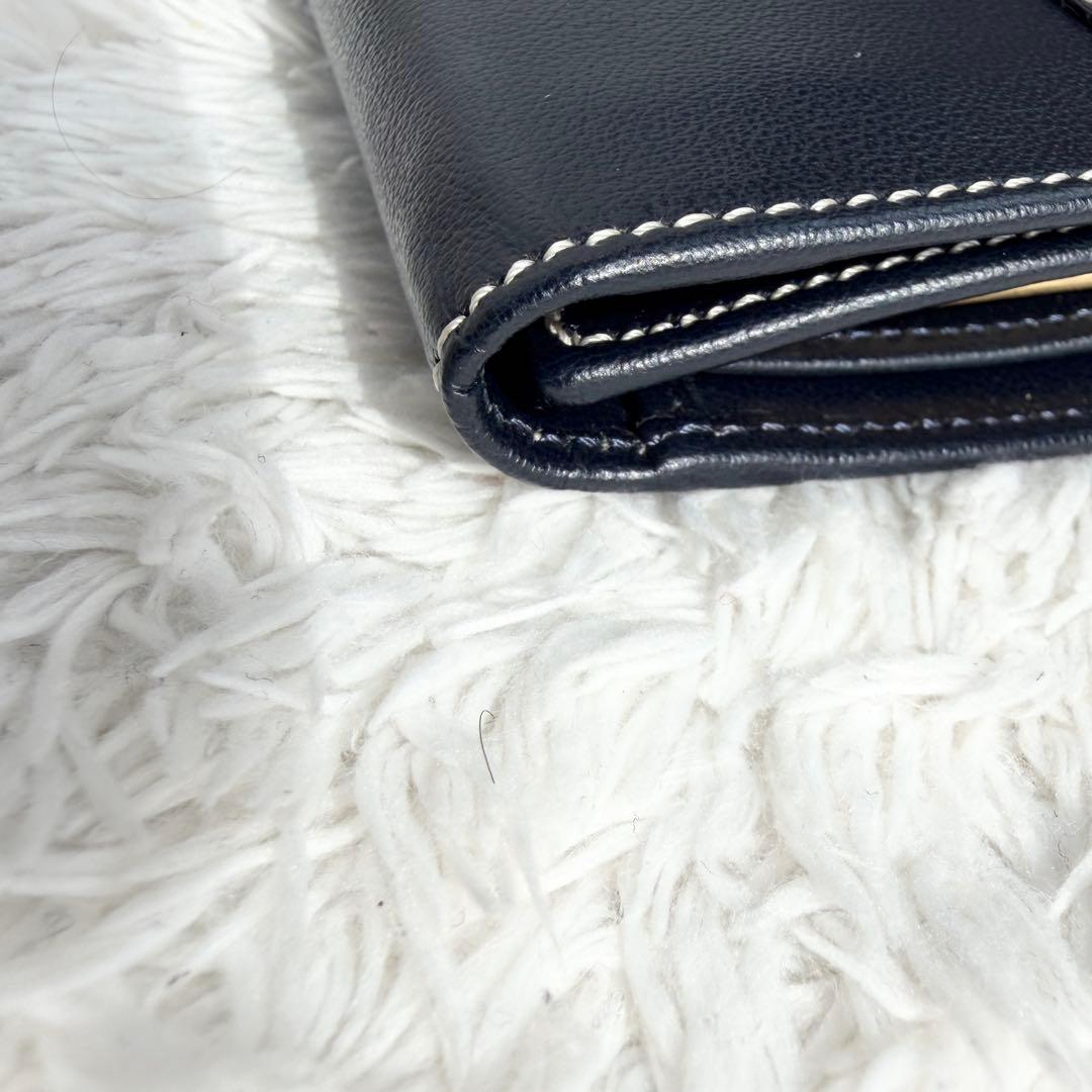 極美品✨イブサンローラン Yカット ビンテージ 三つ折り財布 ネイビー