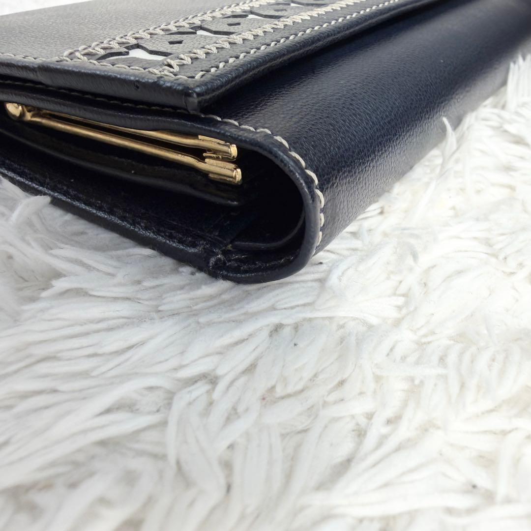 極美品✨イブサンローラン Yカット ビンテージ 三つ折り財布 ネイビー