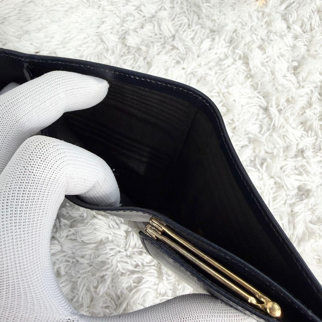 極美品✨イブサンローラン Yカット ビンテージ 三つ折り財布 ネイビー