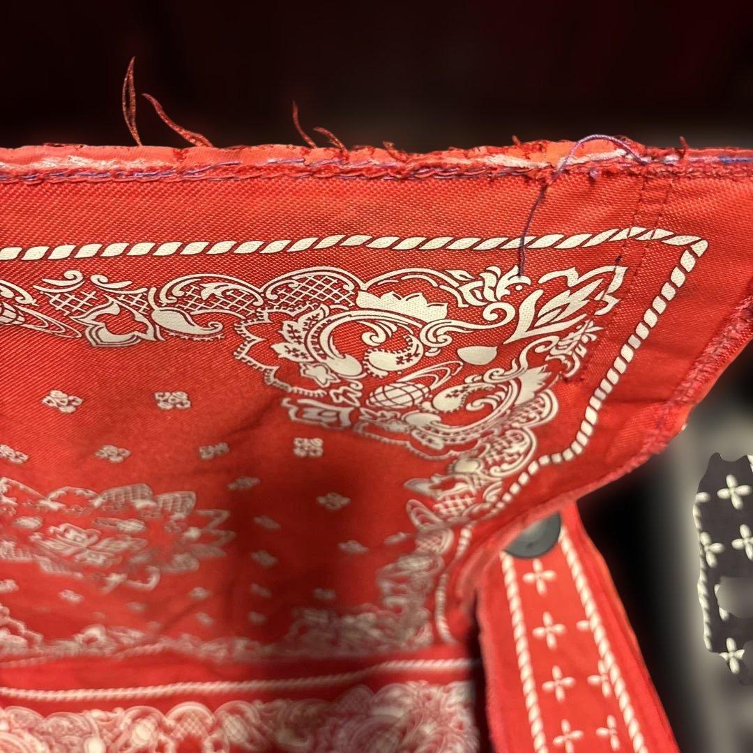 ビームス コールマンコラボバンダナ柄 アウトドアチェア 赤黒