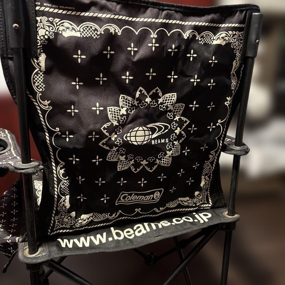 ビームス コールマンコラボバンダナ柄 アウトドアチェア 赤黒