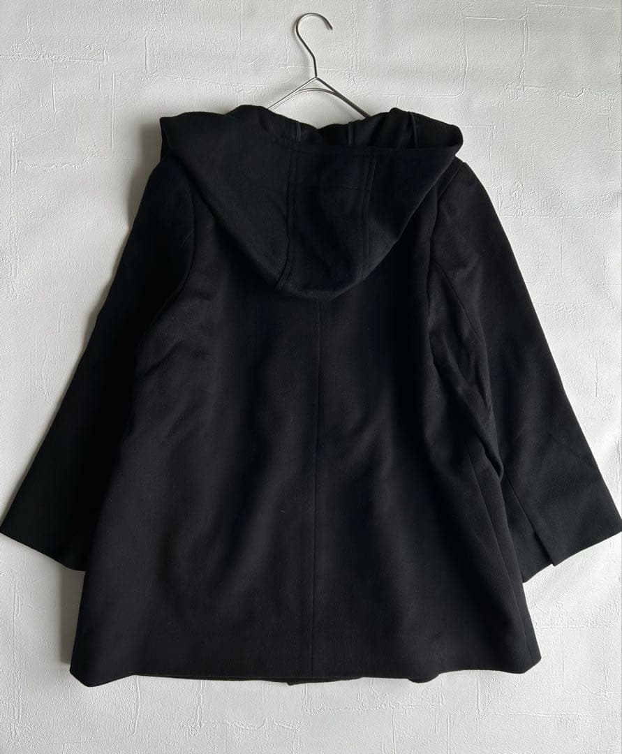 23区 カシミヤ混 フーデッドコート ブラック 48 XXL 大きいサイズ 黒