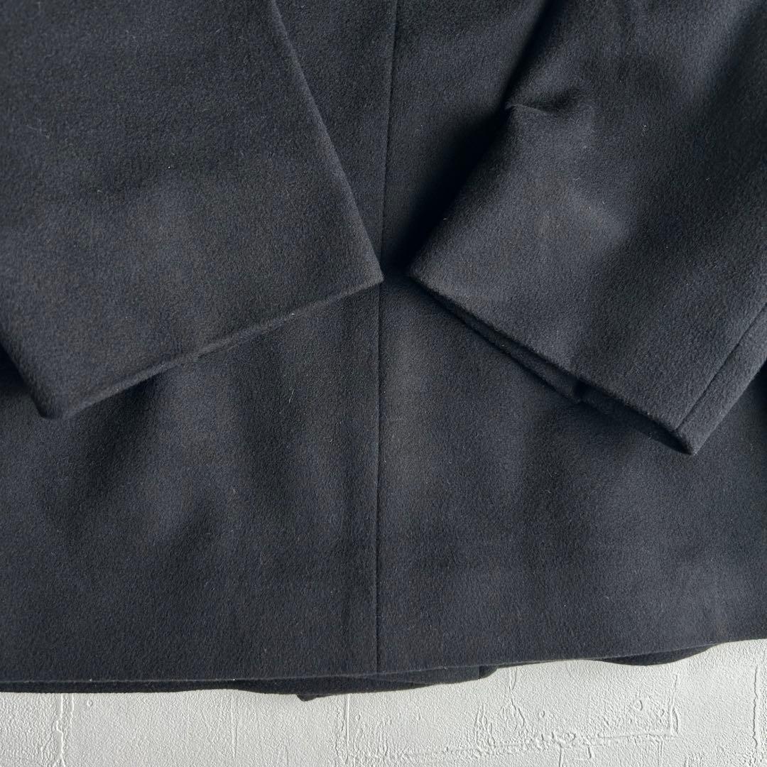 23区 カシミヤ混 フーデッドコート ブラック 48 XXL 大きいサイズ 黒