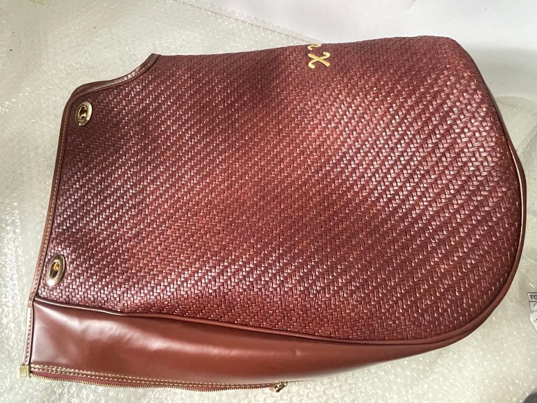 【美品】idatenX高級ゴルフキャディバッグ ブラウン系レザー調重厚デザイン