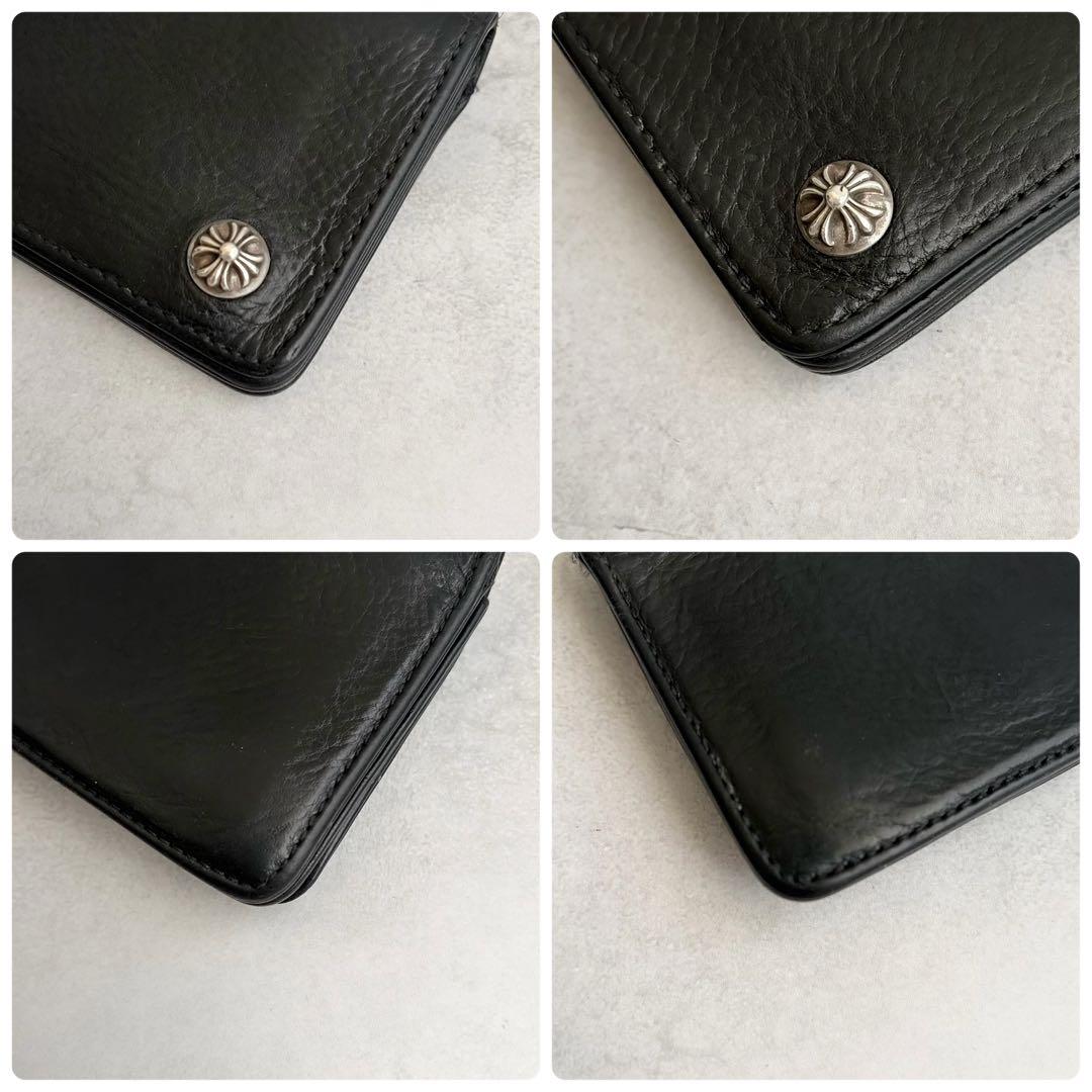 【美品】CHROME HEARTS 1ZIP クロスボタンレザーウォレット