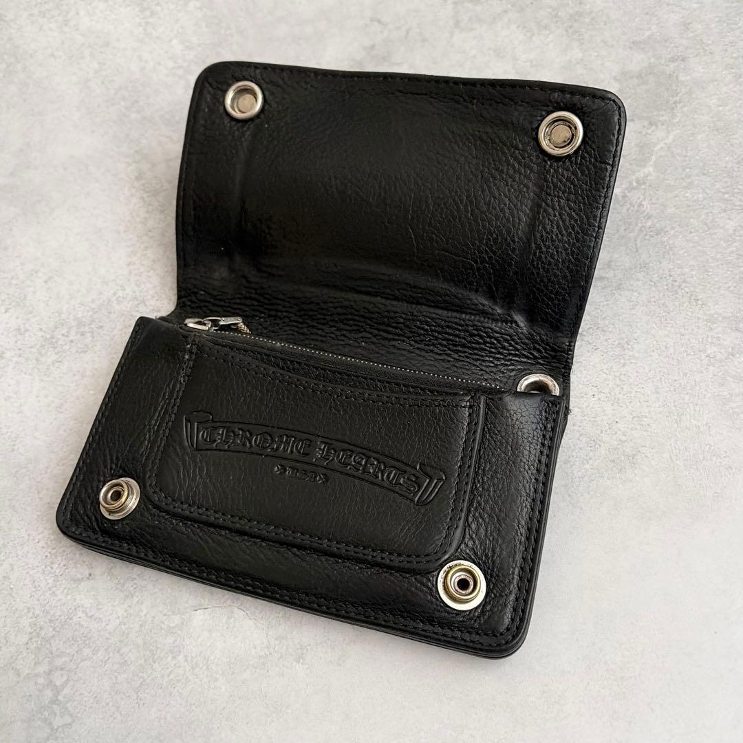 【美品】CHROME HEARTS 1ZIP クロスボタンレザーウォレット