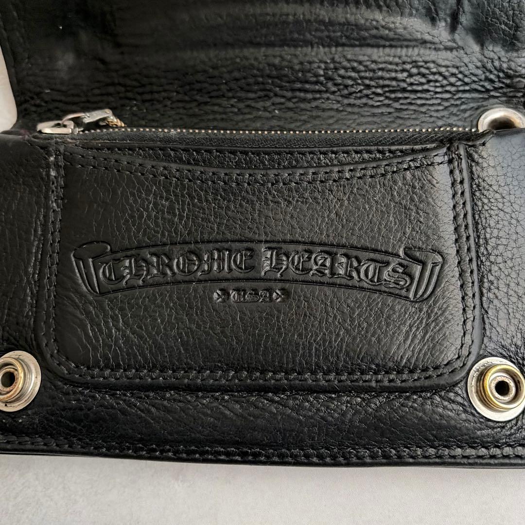 【美品】CHROME HEARTS 1ZIP クロスボタンレザーウォレット