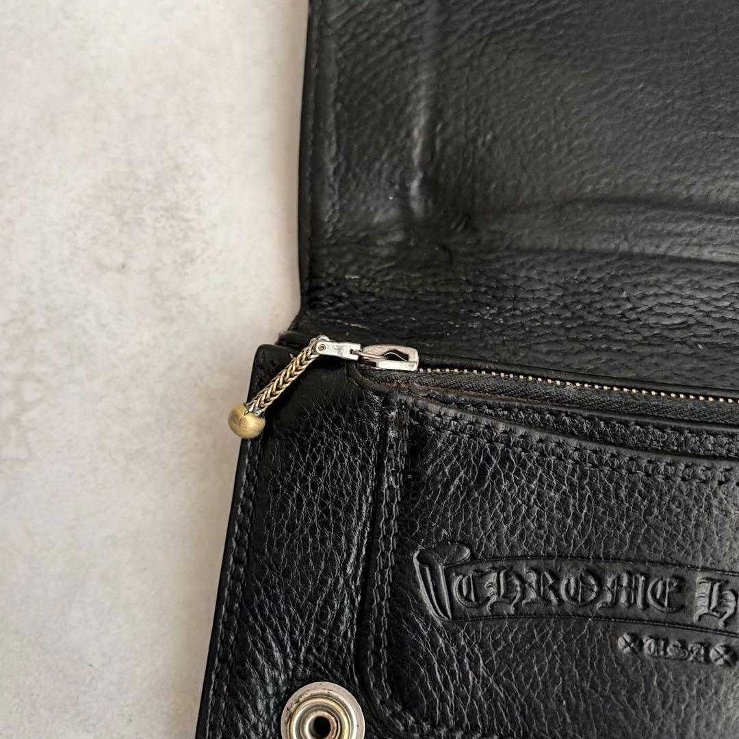 【美品】CHROME HEARTS 1ZIP クロスボタンレザーウォレット