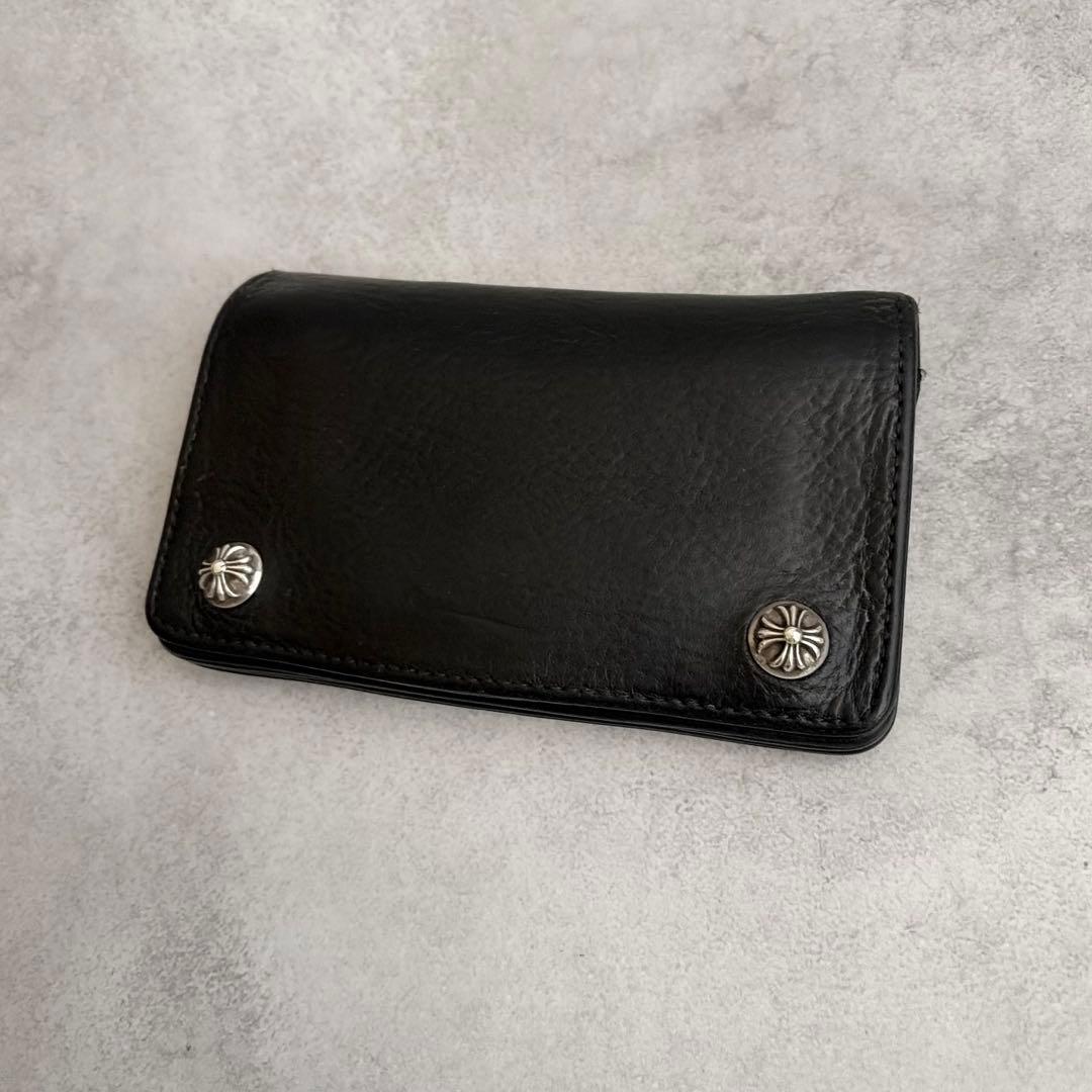 【美品】CHROME HEARTS 1ZIP クロスボタンレザーウォレット