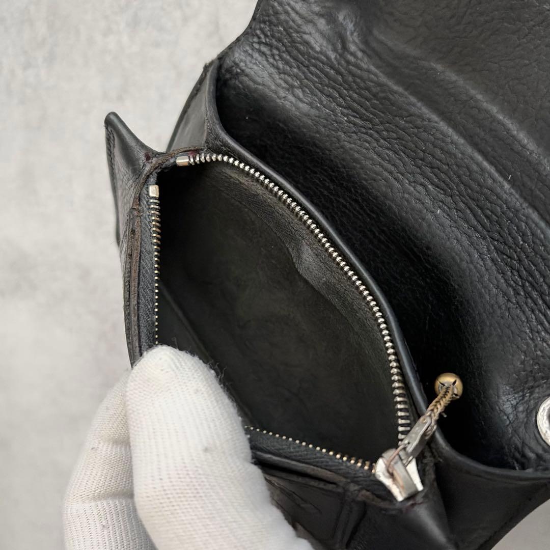 【美品】CHROME HEARTS 1ZIP クロスボタンレザーウォレット