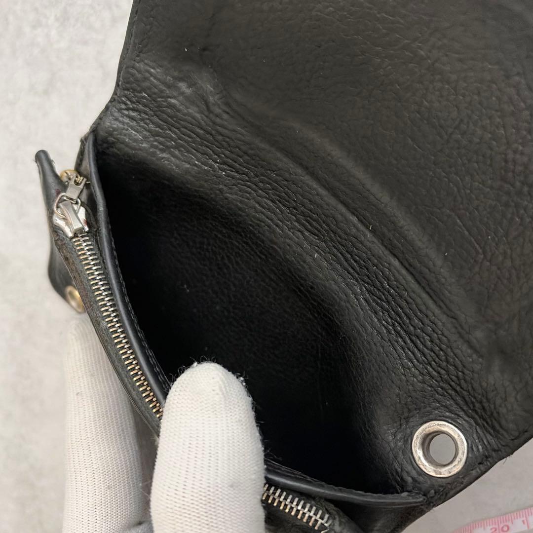 【美品】CHROME HEARTS 1ZIP クロスボタンレザーウォレット