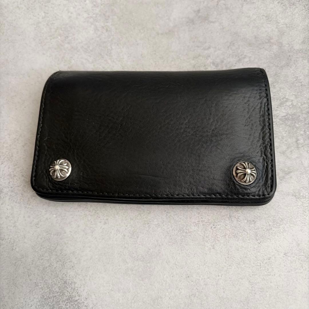 【美品】CHROME HEARTS 1ZIP クロスボタンレザーウォレット