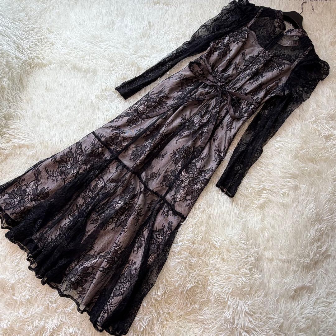 美品　アプワイザーリッシェ　マーメイドレースワンピース　ドレス　ブラック　結婚式