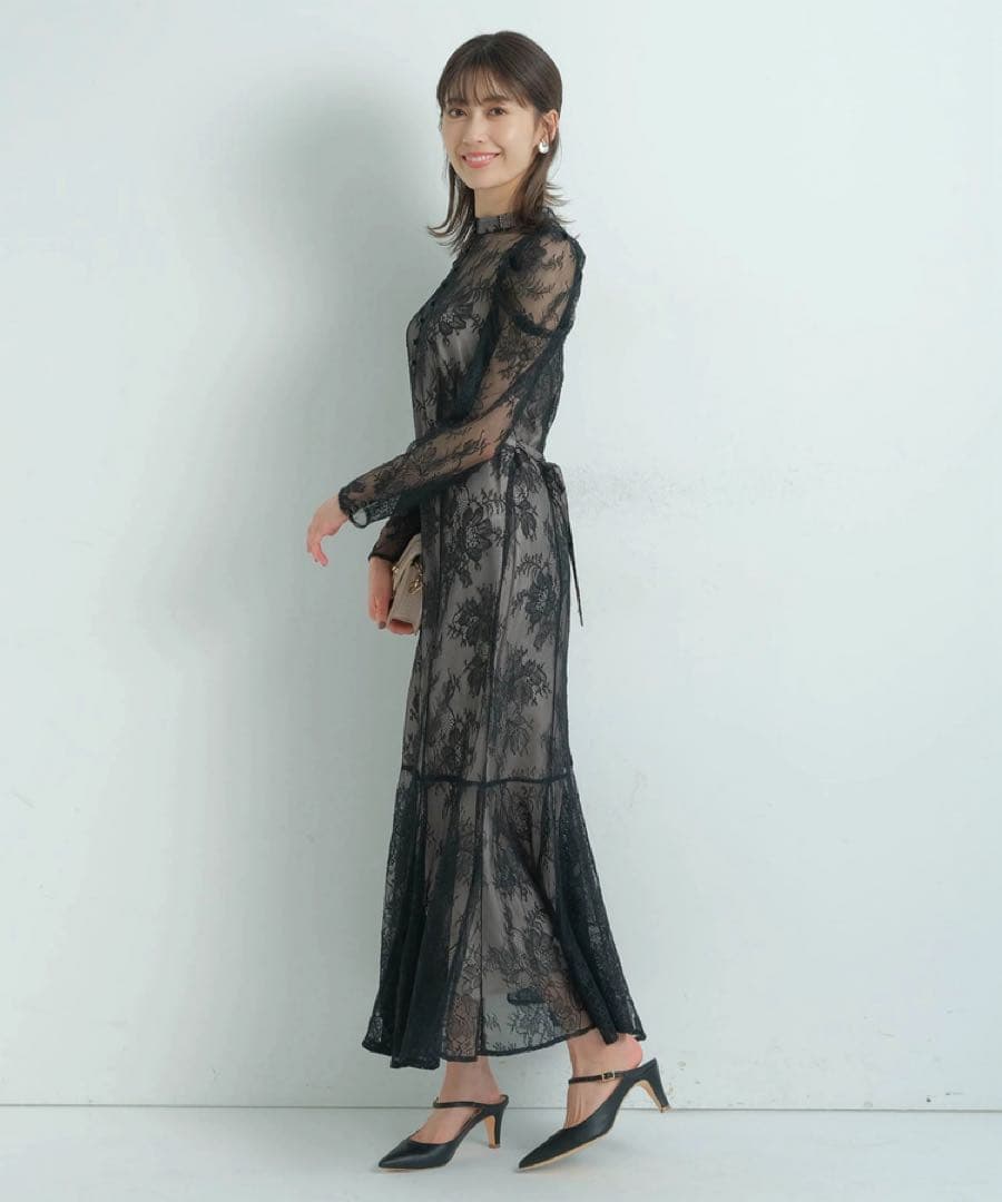 美品　アプワイザーリッシェ　マーメイドレースワンピース　ドレス　ブラック　結婚式