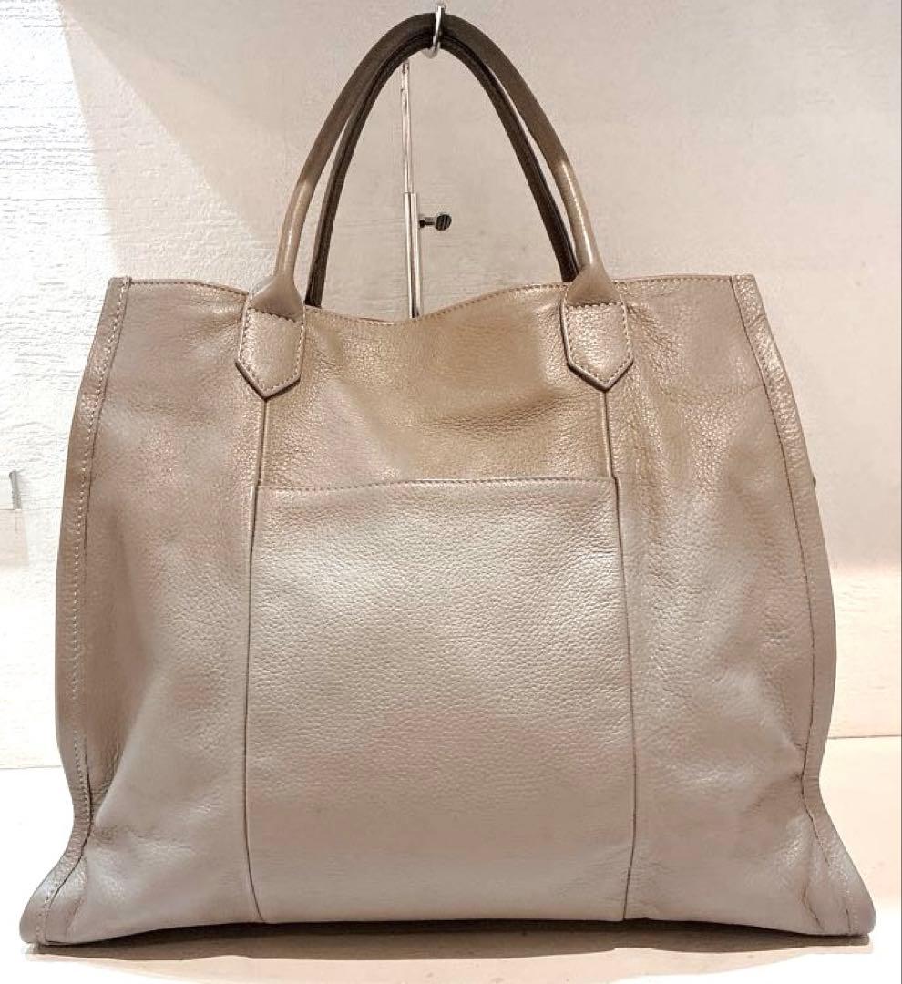 【美品】ear PAPILLONNER 立体ポケットトートバッグ　牛革　グレー